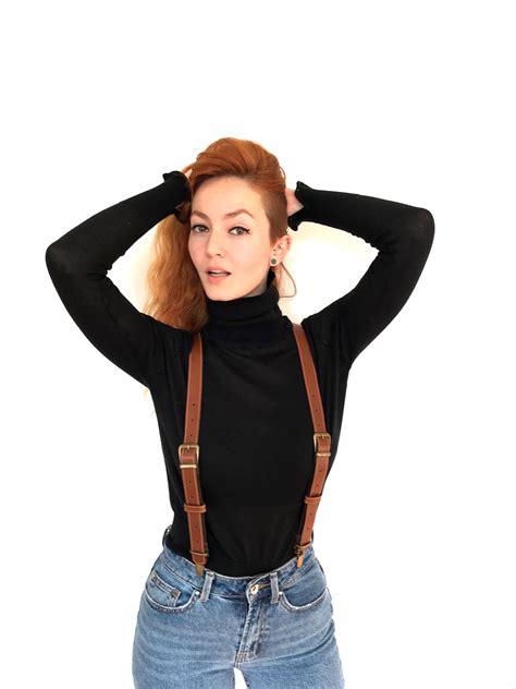 women leather suspenders|More.